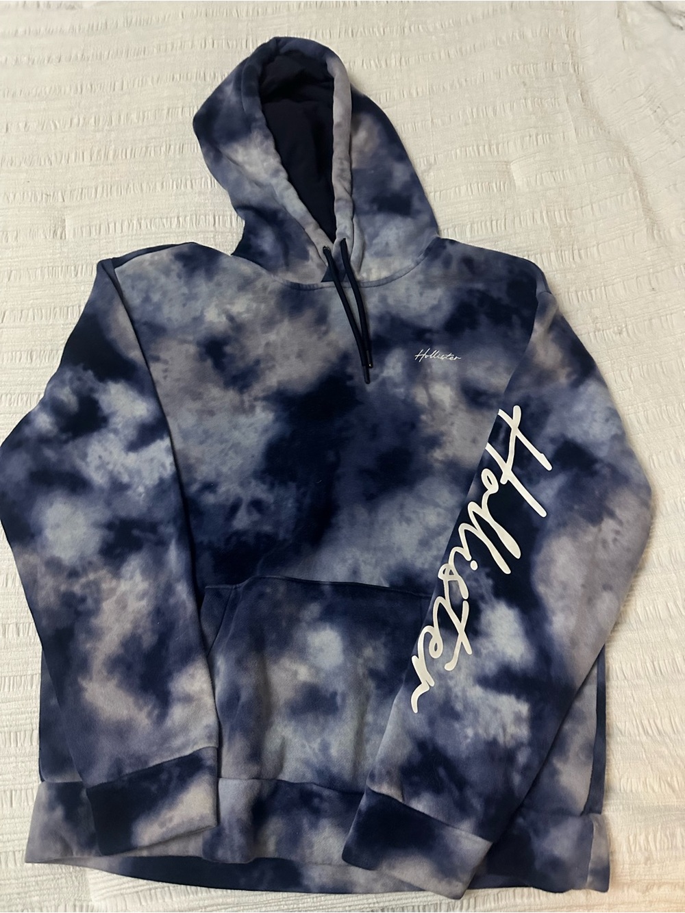 Hollister Navy and Light Gray Hooded Pullover